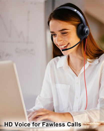 Auriculares USB con micrófono para PC, auriculares para computadora portátil con cancelación de ruido, control en línea para oficina en casa, clase en línea, zoom de Skype (USB+0.138 in.